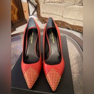 Saint Laurent Red Studded Heels
